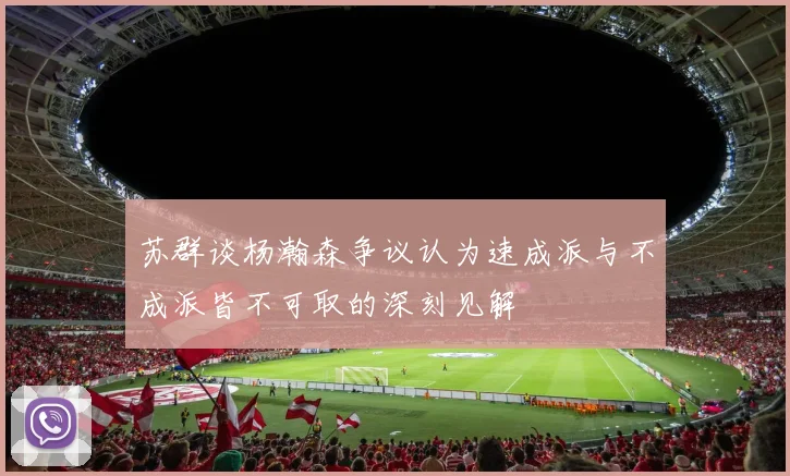 苏群谈杨瀚森争议认为速成派与不成派皆不可取的深刻见解